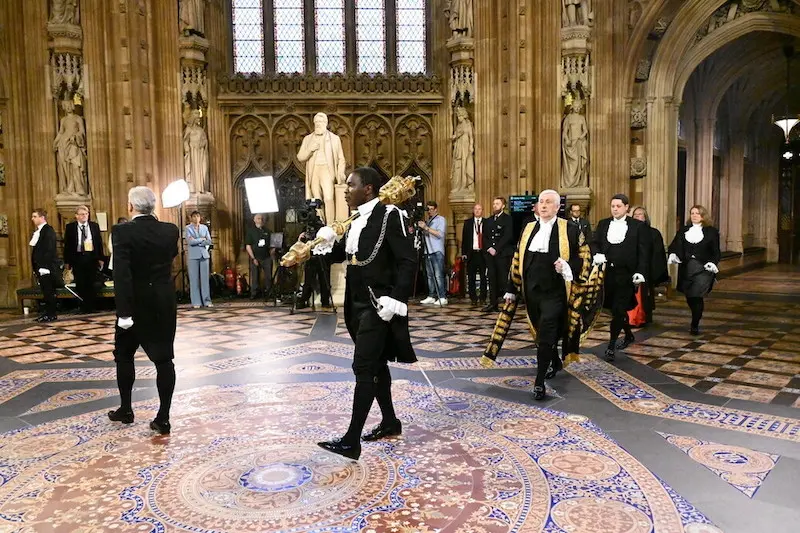 The Serjeant at Arms carrying the mace through Central Lobby.